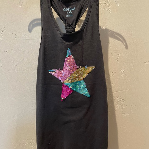 Gray flip sequin heart tank top